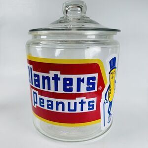 Vintage Planters Peanuts General Store Display Jar Glass Mr. Peanut Advertising